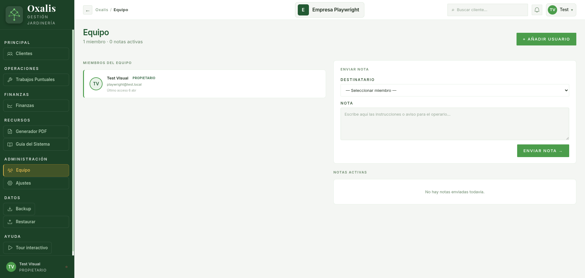 Gestión de equipo con roles en Oxalis